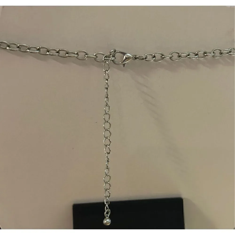 Fashion Jewelry Necklace Silver Tone Metal 27”